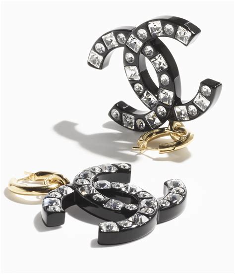 chanel resin and strass metal earrings|CHANEL.